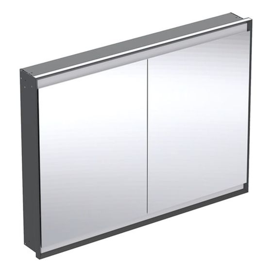 Geberit ONE Spiegelschrank mit ComfortLight, 2 Türen, UP-Montage, Höhe 90cm B 120cm, Mattschwarz/Aluminium pulverbeschichtet