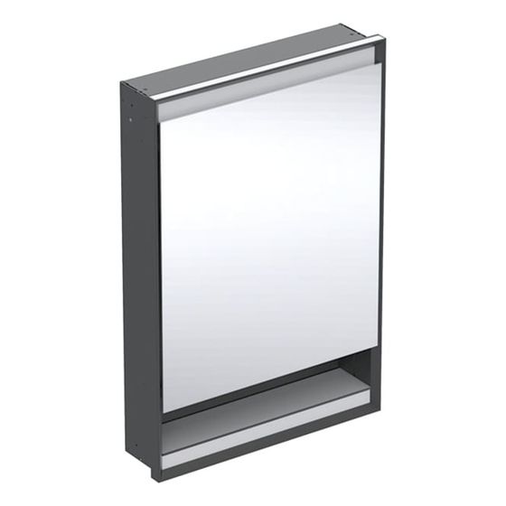 Geberit ONE Spiegelschrank mit Nische und ComfortLight, 1 Tür links, UP-Montage, H 90cm B 60cm, Mattschwarz/Aluminium pulverb.