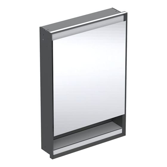 Geberit ONE Spiegelschrank mit Nische und ComfortLight, 1 Tür rechts, UP-Montage, H 90cm B 60cm, Mattschwarz/Aluminium pulverb.