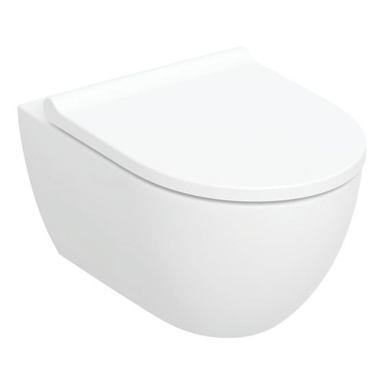 Geberit Acanto Wand-WC-Set Tiefspüler geschlossenes Keramikdesign TurboFlush Weiß, WC-Sitz 530mm, Absenkauto. QR, verriegelbar