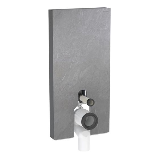 Geberit Monolith Plus Sanitärmodul für Stand-WC 101cm, Frontverkl. Steinzeug Schieferoptik, Seitenv. Aluminium Schwarzchrom