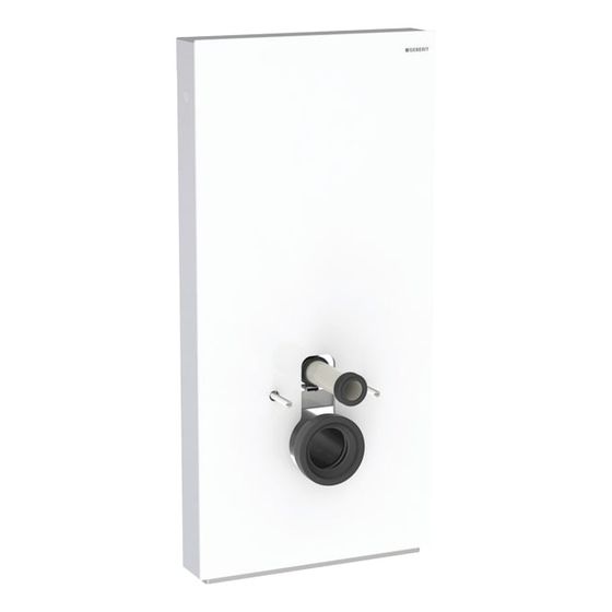 Geberit Monolith Plus Sanitärmodul für Wand-WC 101cm, Frontverkleidung Glas Weiß, Seitenverkleidung Aluminium