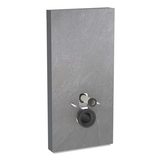 Geberit Monolith Plus Sanitärmodul für Wand-WC 101cm, Frontverkl.Steinzeug Schieferoptik, Seitenv. Aluminium Schwarzchrom