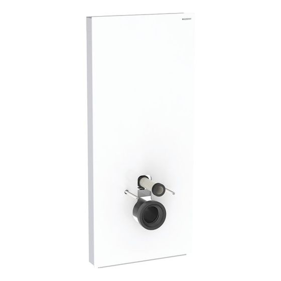 Geberit Monolith Plus Sanitärmodul für Wand-WC 114cm, Frontverkleidung Glas Weiß, Seitenverkleidung Aluminium