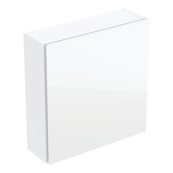 Geberit Hängeschrank quadratisch, mit einer Tür 45x46,7cm, Weiß lackiert hochglänzend/Glas glänzend