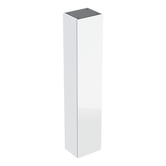 Geberit Hochschrank mit einer Tür 36x180x29,1cm, Weiß hochglänzend/Glas, Weiß