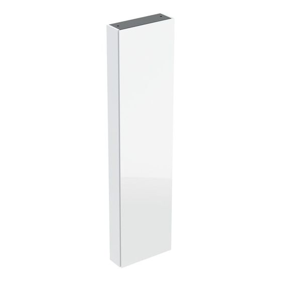 Geberit Hochschrank mit einer Tür und Innenspiegel, verkürzte Ausladung 45x180cm, Weiß lackiert hochglänzend/Glas glänzend