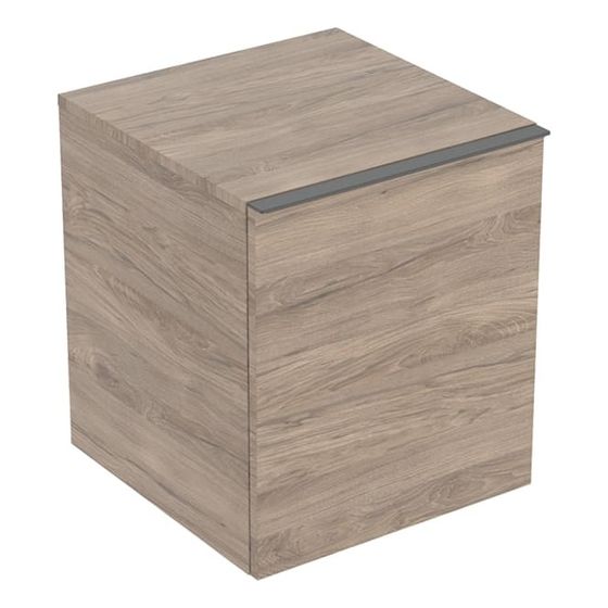 Geberit Acanto Seitenschrank 1 Schublade/Innenschublade H 52cm, Nussbaum hickory Melamin Holzstr./Lava pulverbeschichtet matt