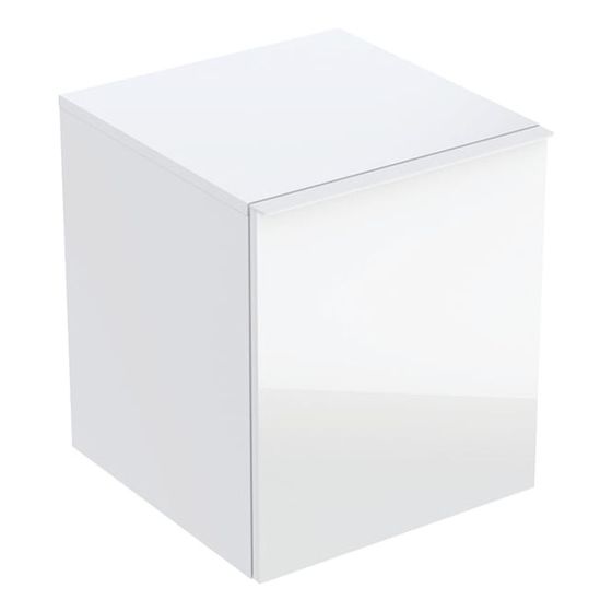 Geberit Acanto Seitenschrank 1 Schublade/Innenschublade H 52cm Weiß lackiert hochglänzend/Glas glänzend/pulverb.matt