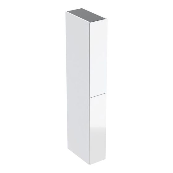 Geberit Hochschrank mit zwei Auszügen 24x180x48cm, Weiß hochglänzend/Glas, Weiß