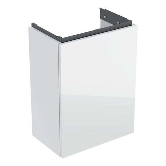Geberit Acanto Unterschrank für Handwaschbecken 1 Tür WT 40cm Weiß lackiert hochglänzend/Glas glänzend/pulverb.matt