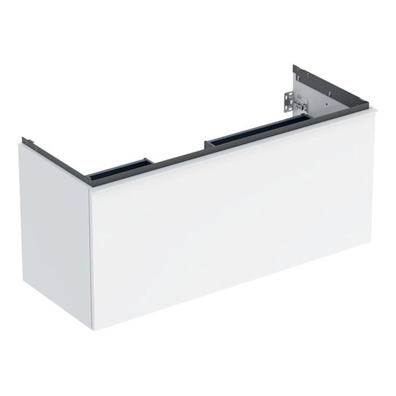 Geberit Acanto Unterschrank für Waschtisch 1 Schublade/Innenschublade WT 120cm Weiß lackiert hochglänzend/pulverb.matt