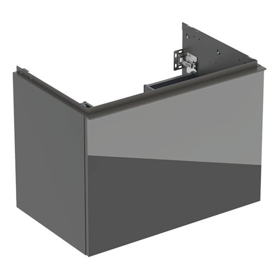 Geberit Acanto Unterschrank für Waschtisch 1 Schublade/Innenschublade WT 75cm Lava lackiert matt/Glas glänzend/Lava pulv. matt