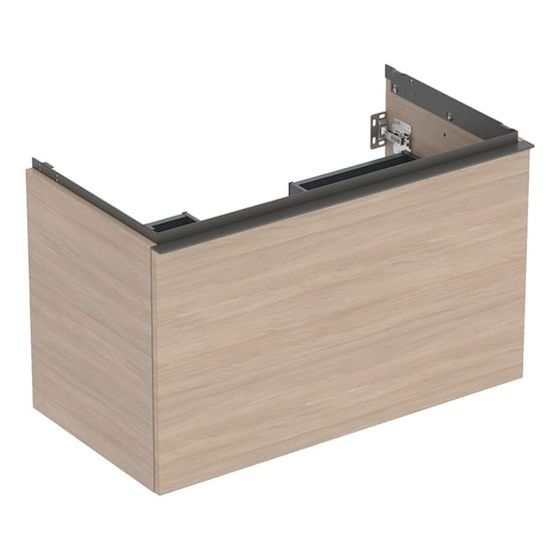 Geberit Acanto Unterschrank für Waschtisch 1 Schublade/Innenschublade WT 90cm Eiche Melamin Holzstruktur/Lava pulverb. matt