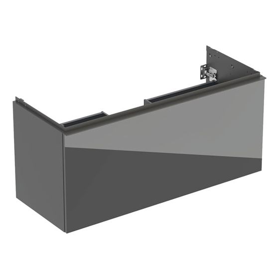 Geberit Acanto Unterschrank für WT 1 Schublade/Innenschublade WT 120cm Lava lackiert matt/Glas glänzend/Lava pulv. matt