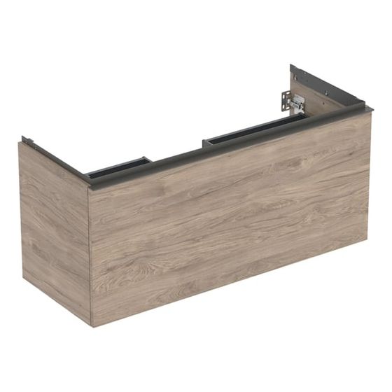 Geberit Acanto Unterschrank für WT 1 Schublade/Innenschublade WT 120cm, Nussbaum hickory Melamin Holzstr./Lava pulv. matt