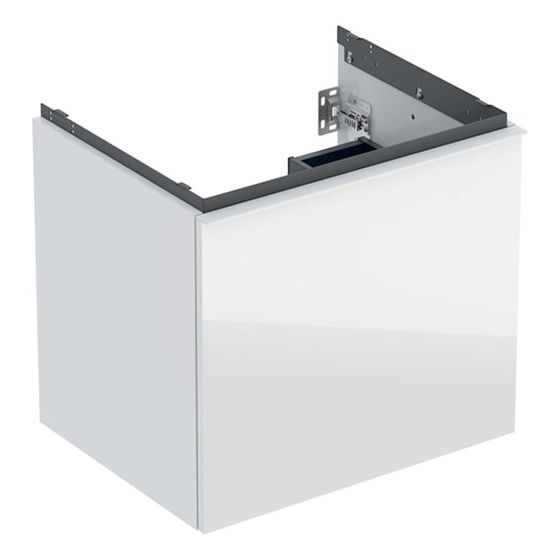 Geberit Acanto Unterschrank für WT 1 Schublade/Innenschublade WT 60cm Weiß lackiert hochglänzend/Glas glänzend/pulverb.matt