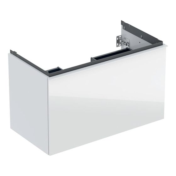 Geberit Acanto Unterschrank für WT 1 Schublade/Innenschublade WT 90cm Weiß lackiert hochglänzend/Glas glänzend/pulverb.matt