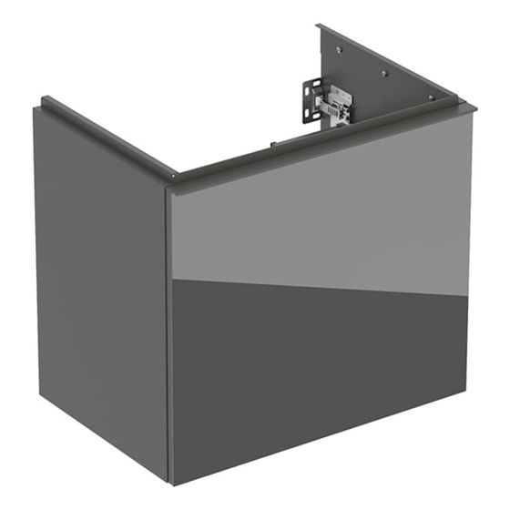 Geberit Acanto Unterschrank für WT 1 Schublade/Innensch verkürzte Ausl. WT 60cm Lava lackiert matt/Glas glänz/Lava pulv. matt