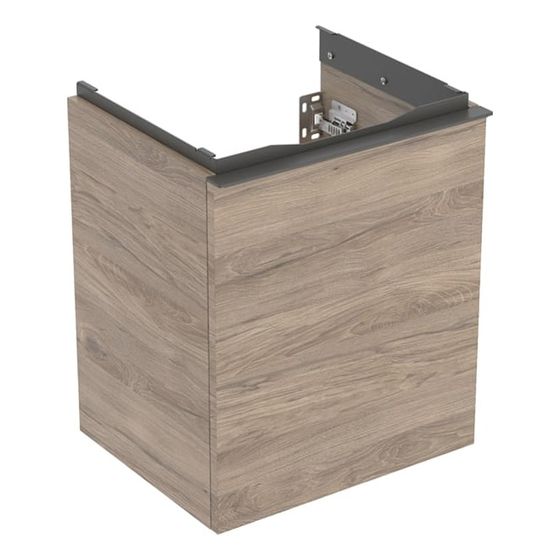 Geberit Acanto Unterschrank für Handwaschbecken 1 Schublade WT 45cm, Nussbaum hickory Melamin Holzstr./Lava pulverb. matt