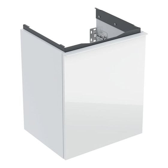 Geberit Acanto Unterschrank für Handwaschbecken 1 Schublade WT 45cm Weiß lackiert hochglänzend/Glas glänzend/pulverb.matt
