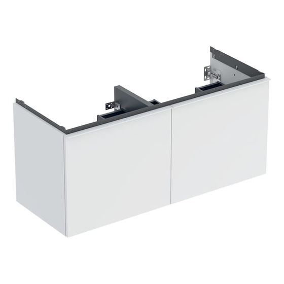 Geberit Acanto Unterschrank für Doppelwaschtisch 2 Schubladen/Innenschubladen WT 120cm Weiß lackiert matt/pulverb.matt