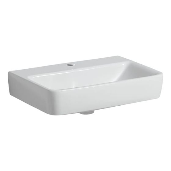 Geberit Renova Compact Waschtisch, 55x37cm, Hahnloch, ohne Überlauf, Weiß