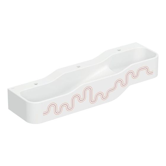 Geberit Bambini Spiel-/Waschlandschaft, 3 Waschplätze, tieferes Becken links B 140cm, Hahnloch mittig, links/rechts, Karminrot