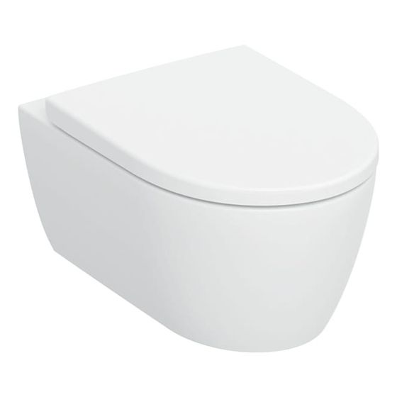 Geberit iCon Set Wand-WC Tiefspüler, geschlossenes Keramikdesign, TurboFlush, WC-Sitz, QuickRelease-Funktion, Weiß matt