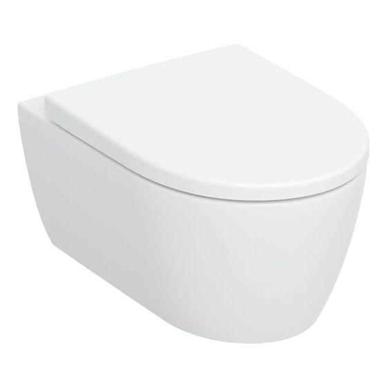 Geberit iCon Wand-WC-Set Tiefspüler geschl. Keramikdesign TurboFlush Weiß, WC-Sitz 530mm, Absenkautomatik, QR, verriegelbar