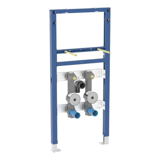 Geberit Duofix Element für Waschtisch 112cm Metall-/Holzständerw., Standarmatur 2 Wasserzä., UP-Kugelhahn, Anschluss-T-Stück