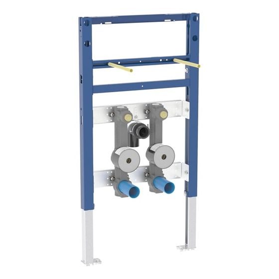 Geberit Duofix Element für Waschtisch, 82-98cm, Standarmatur mit 2 Wasserzählerstrecken, UP-Kugelhahn und Anschluss-T-Stück