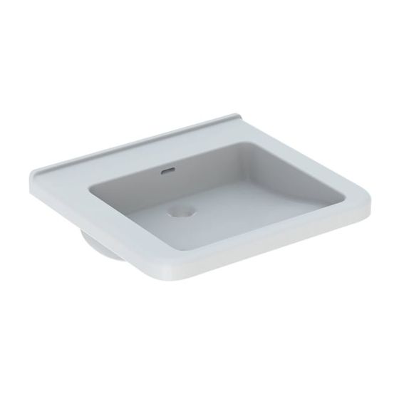 Geberit Renova Comfort Square Waschtisch barrierefrei 60x55cm, ohne Hahnloch, mit Überlauf, Weiß