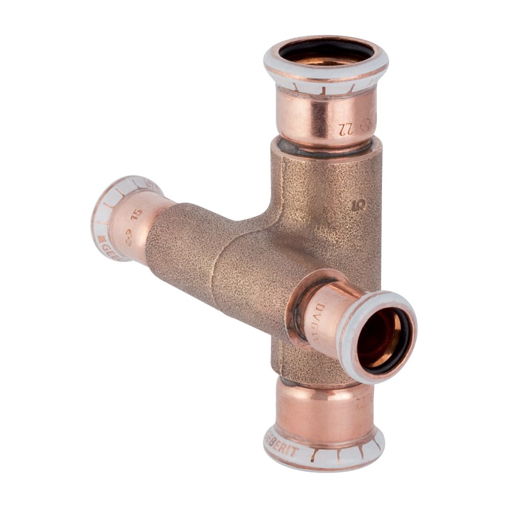 Geberit Mapress Kupfer Kreuzstück reduziert, abgesetzt d 15mm, d1 15mm... GEBERIT-61504 4024723615040 (Abb. 2)