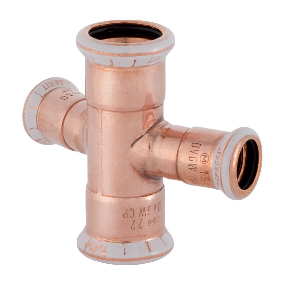 Geberit Mapress Kupfer Kreuzstück 30 Grad reduziert d 18mm, d1 15mm... GEBERIT-61404 4024723614043 (Abb. 2)