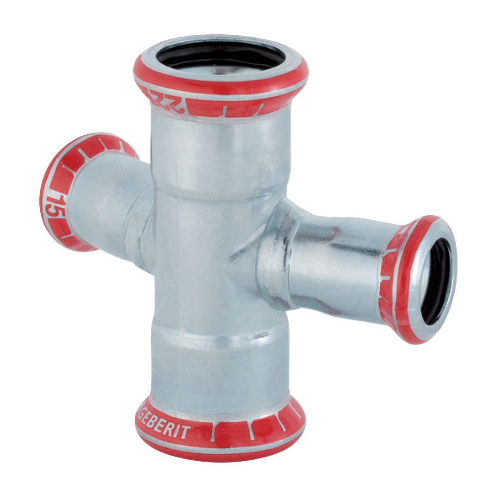Geberit Mapress C-Stahl Kreuzstück 30 Grad reduziert d 18mm, d1 15mm... GEBERIT-21404 4024723214045 (Abb. 2)