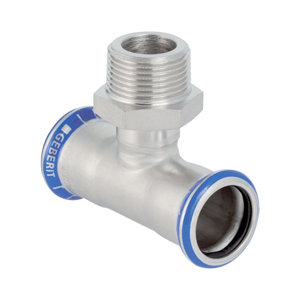 Geberit Mapress Edelstahl T-Stück mit Außengewinde LABS-frei, d 22mm, R 3/4", d1 22mm... GEBERIT-81458 4024723814580 (Abb. 1)