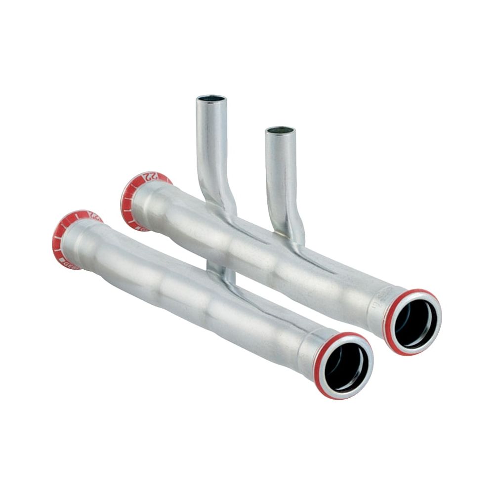 Geberit Mapress C-Stahl Set Anschluss-T-Stück für Vor-und Rücklauf Außendurchmesser 22mm... GEBERIT-24004 4024723240044 (Abb. 1)