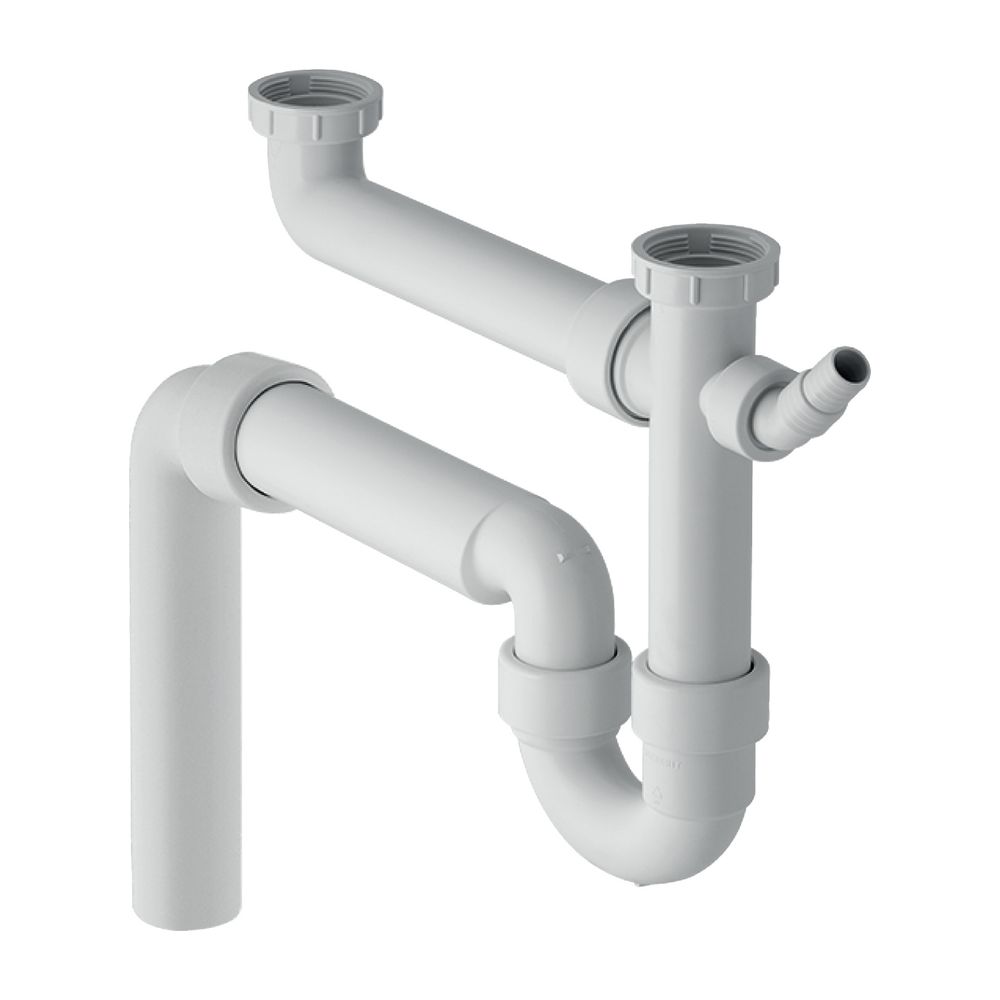 Geberit Siphon Rohrbogengeruchsverschluss für zwei Spülbecken, Winkelschlauchtülle A... GEBERIT-152553111 4025416001010 (Abb. 2)