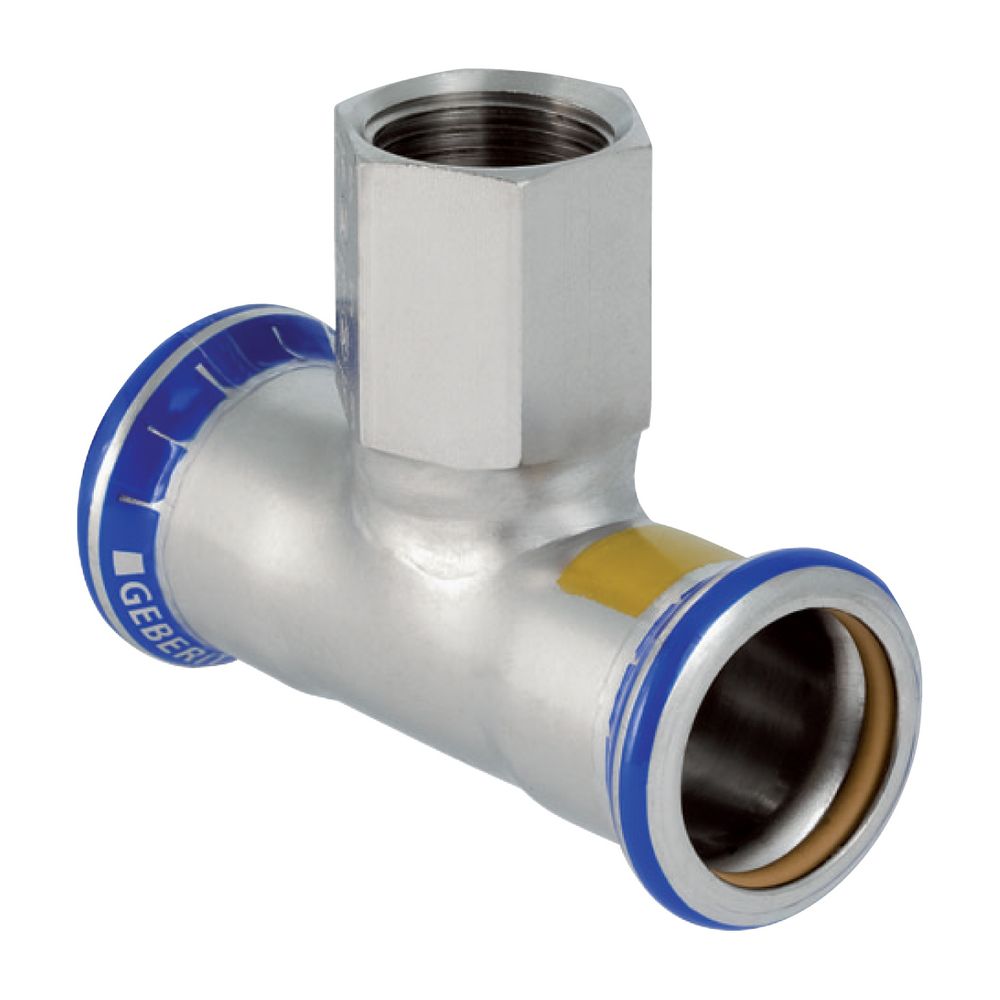 Geberit Mapress Edelstahl T-Stück mit Innengewinde, Gas, d 28mm, Rp 1/2", d1 28mm... GEBERIT-34057 4024723340577 (Abb. 2)