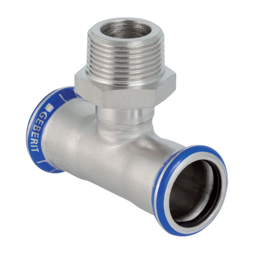 Geberit Mapress Edelstahl T-Stück mit Außengewinde d 28mm, R 1″, d1 28mm... GEBERIT-31461 4024723314615 (Abb. 2)
