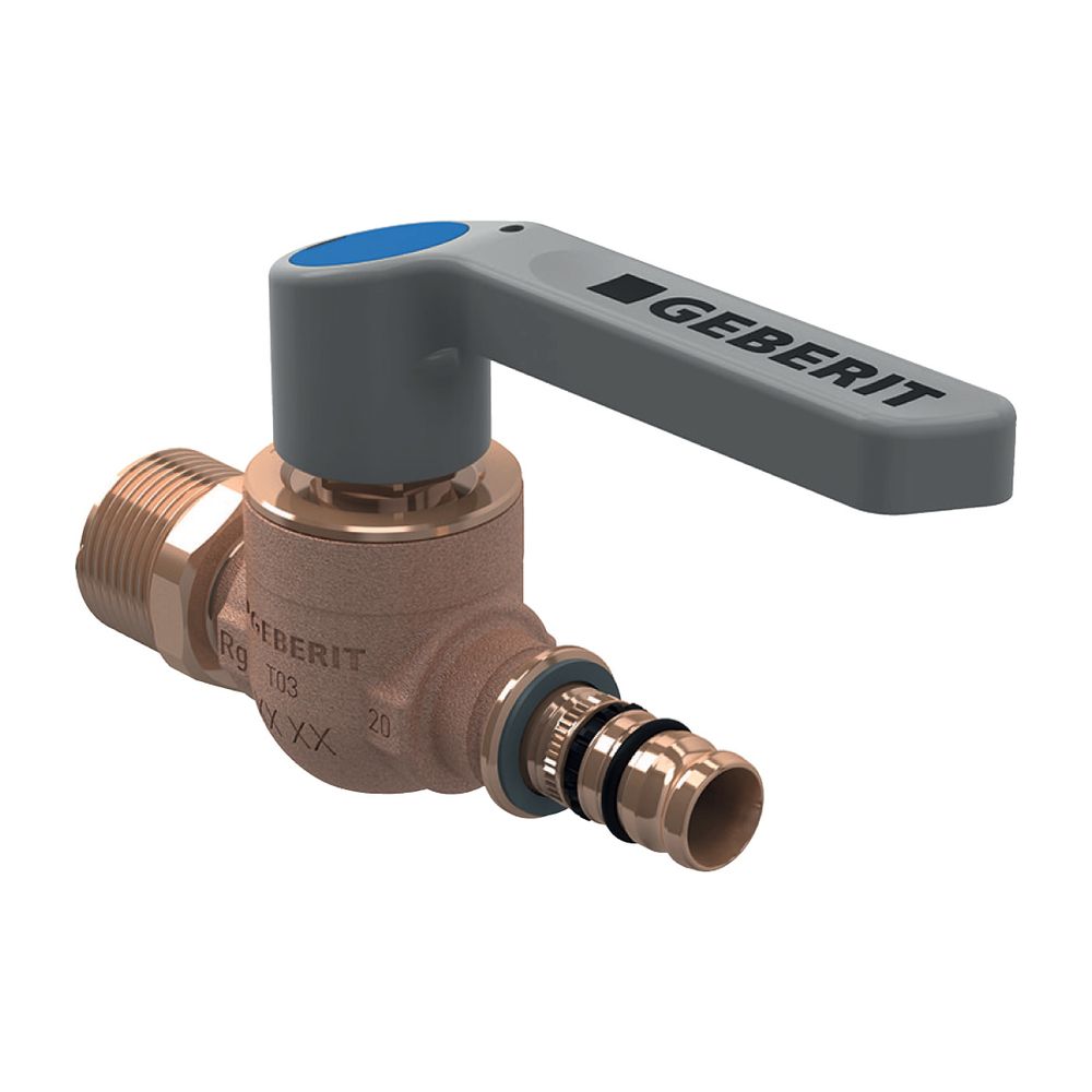 Geberit Mepla Kugelhahn mit Außengewinde, Betätigungshebel, d 20mm, R 3/4″, PN 10 ba... GEBERIT-602023002 4025410737281 (Abb. 2)