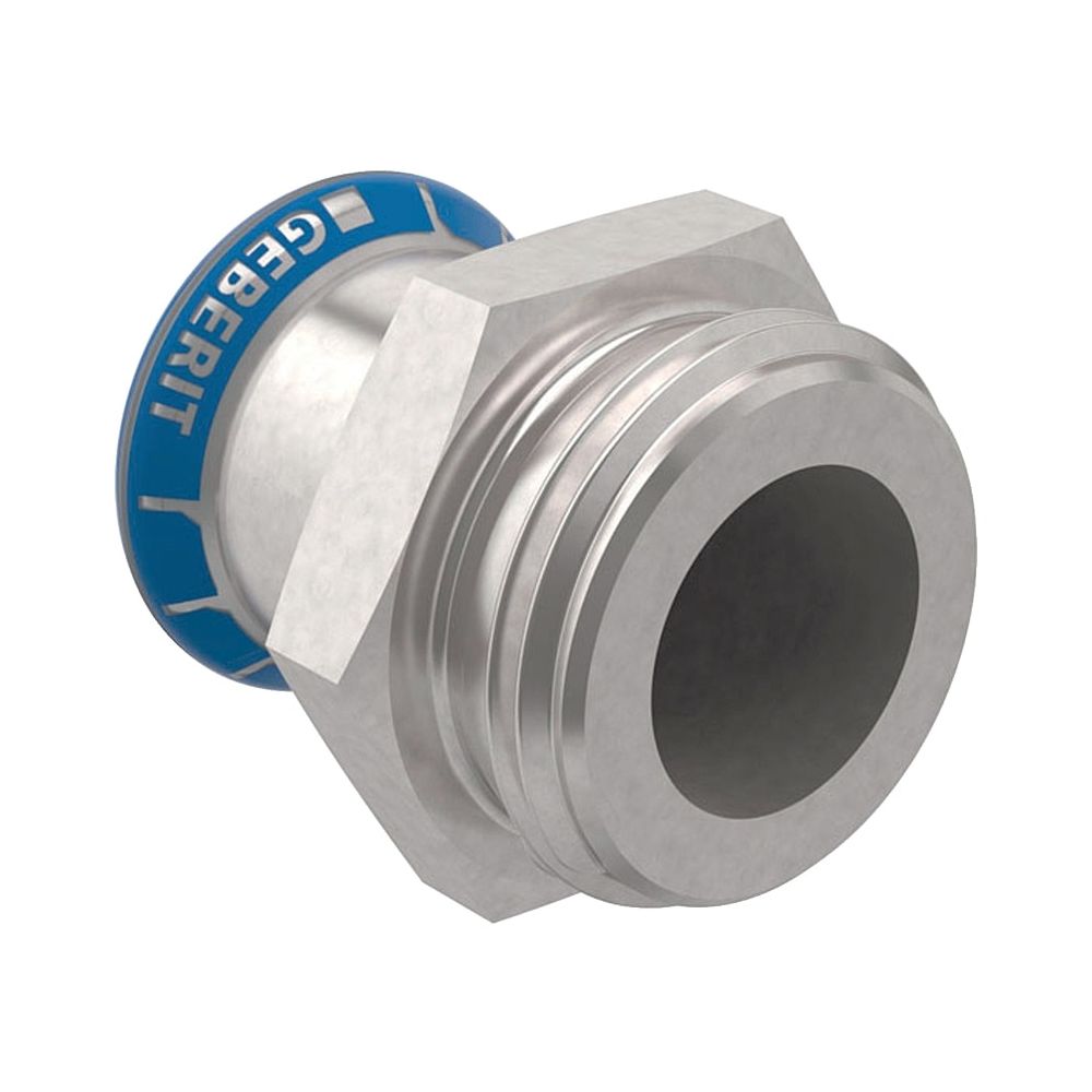 Geberit Mapress Edelstahl Übergang mit Außengewinde G d 35mm, G 1 1/2″... GEBERIT-31735 4024723317357 (Abb. 1)