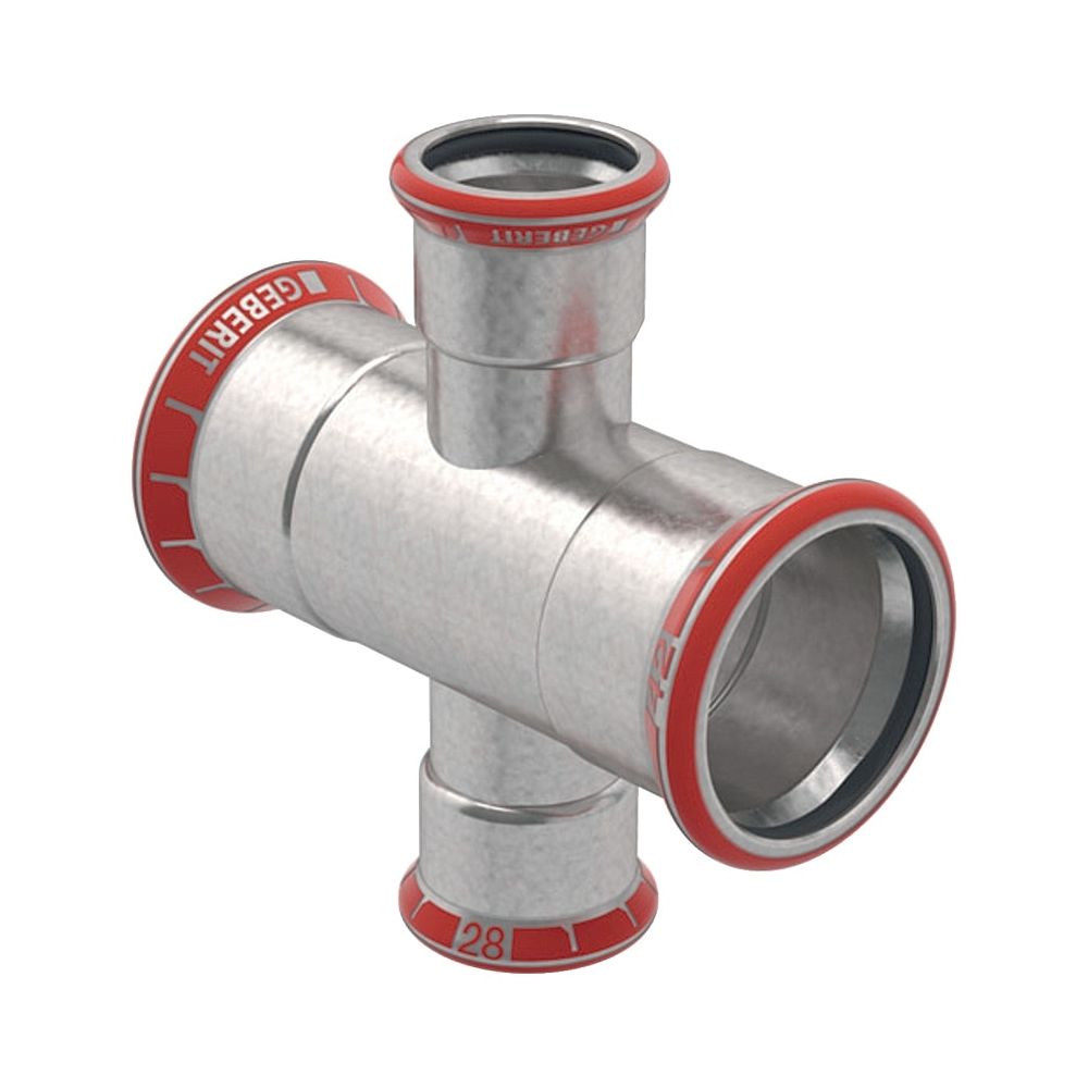 Geberit Mapress C-Stahl Kreuzstück reduziert, d 88,9mm, d1 28mm... GEBERIT-21130 4024723211303 (Abb. 1)