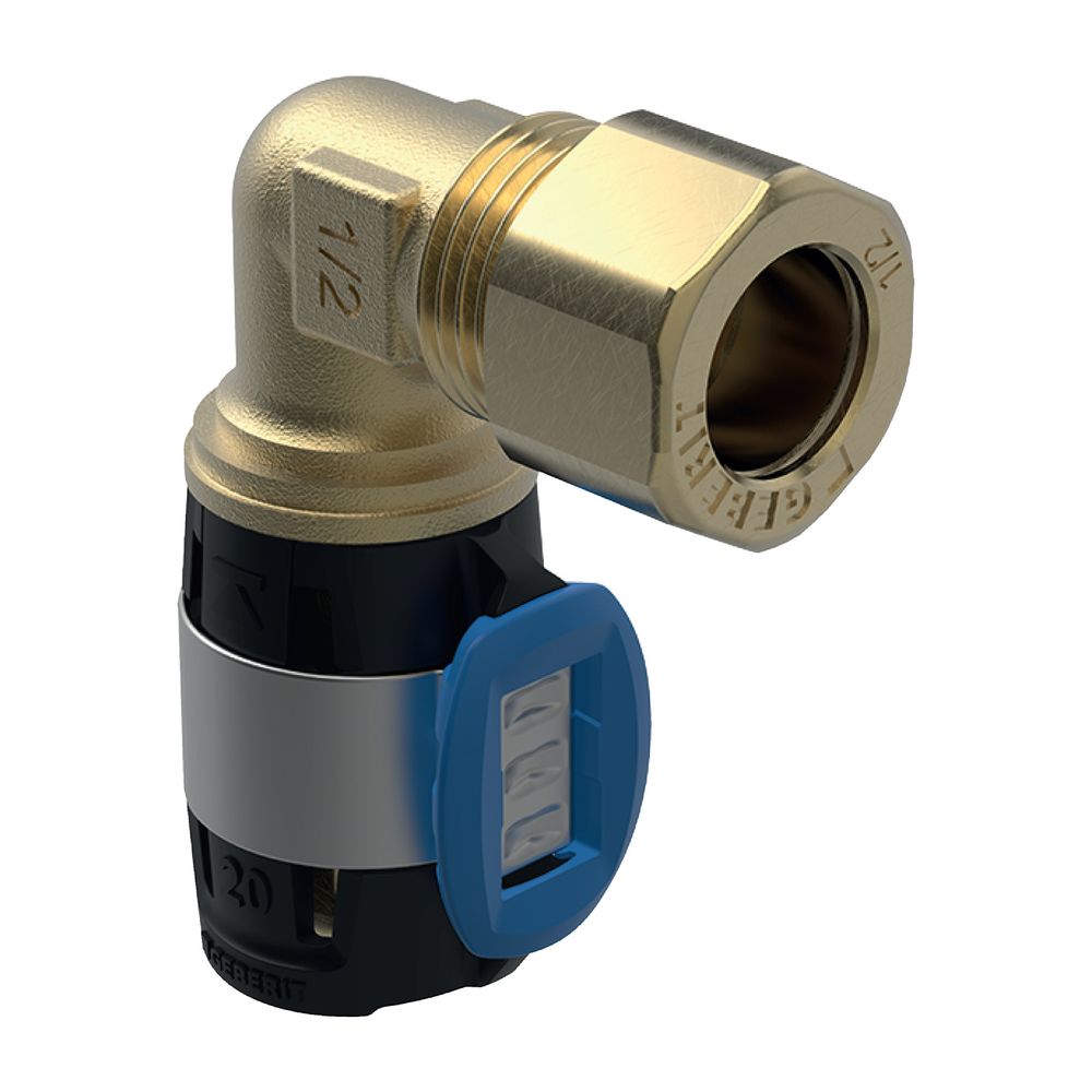 Geberit FlowFit Übergangswinkel 90 Grad mit Klemmringverschraubung Bleifreier, d 20m... GEBERIT-620701001 4025416629917 (Abb. 2)