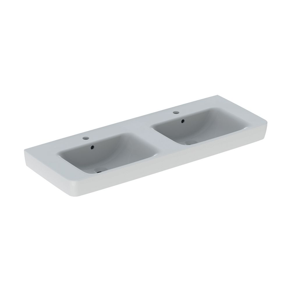 Geberit Renova Plan Doppelwaschtisch, Breite 130cm, Tiefe 48cm, Hahnloch mittig, Übe... GEBERIT-501710008 4025410868299 (Abb. 2)