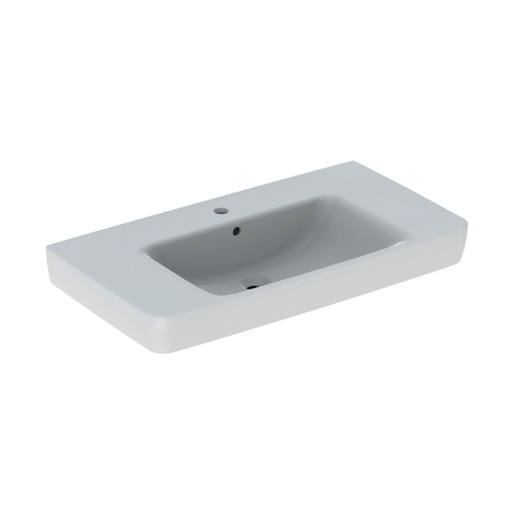 Geberit Renova Plan Aufsatzwaschtisch, Ablagefläche beidseitig, 90cm T 48cm Hahnloch... GEBERIT-501728008 4025410868855 (Abb. 2)
