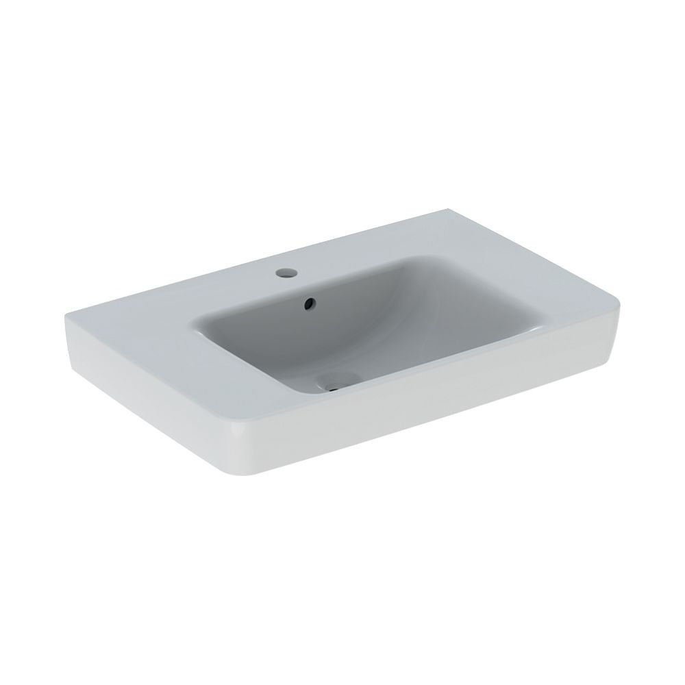 Geberit Renova Plan Aufsatzwaschtisch, Ablagefläche beidseitig, B 75cm T 48cm Hahnlo... GEBERIT-501726001 4025410868657 (Abb. 2)
