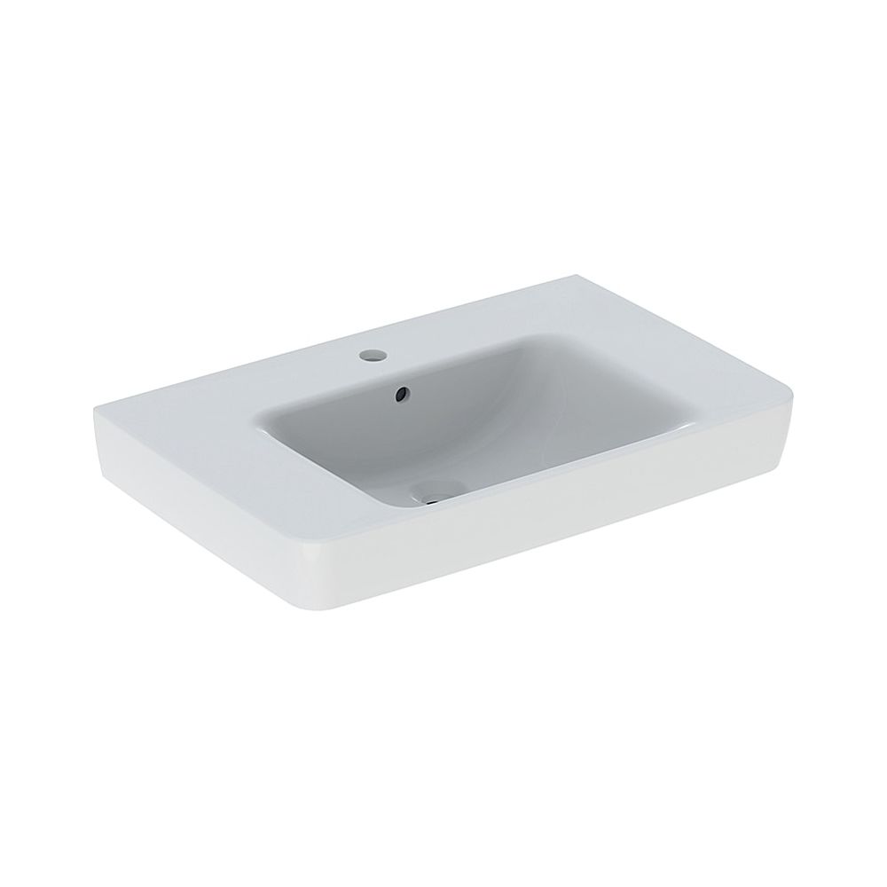 Geberit Renova Plan Aufsatzwaschtisch, Ablagefläche beidseitig, B 75cm T 48cm Hahnlo... GEBERIT-501726001 4025410868657 (Abb. 1)