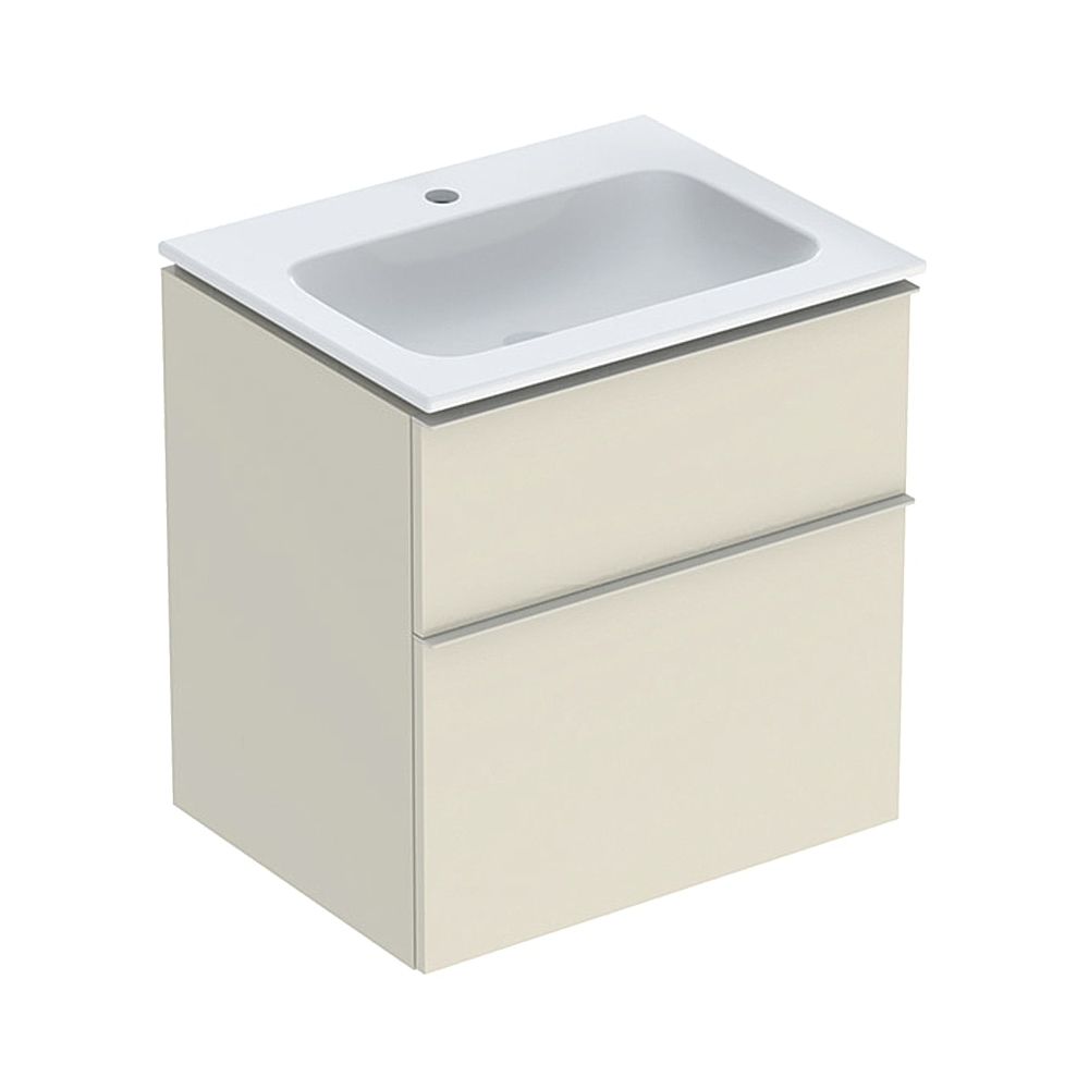 Geberit iCon Set Möbelwaschtisch schmaler Rand 2 Schubladen Ansch. 60cm Sandgrau lac... GEBERIT-502335JL1 4025410943453 (Abb. 1)
